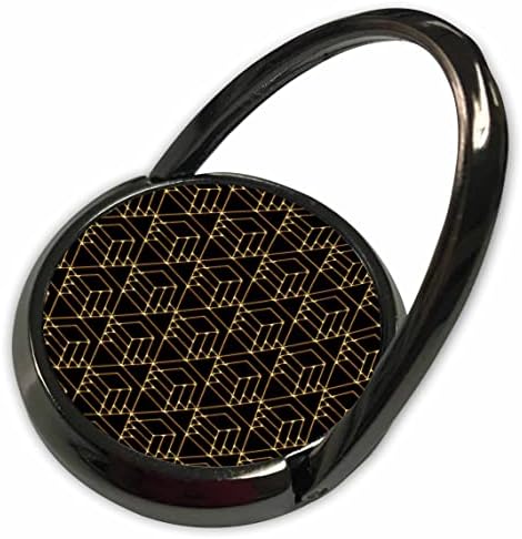 3D Роза Черен цвят с изображение на Златен Орнамент, с Геометричен дизайн във формата на Диаманти - Телефонни пръстени (phr_358865_1)