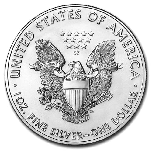 1986 - до Момента (Случаен година) Лот от (5) монети американски сребърен орел с тегло 1 унция, Лъскава, не с (тип 1 или 2), със сертификати за автентичност за 1 долар.