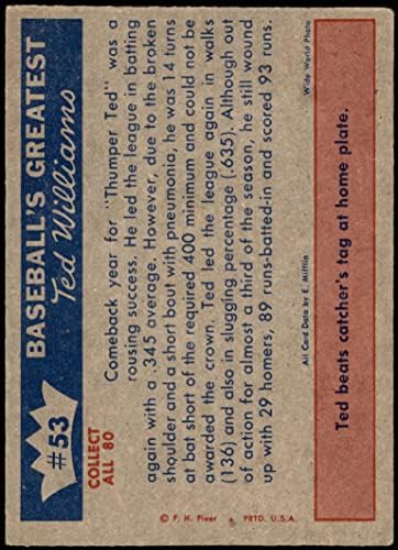 1959 Успех Камбэка Fleer 53 Тед Уилямс в Бостън Ред Сокс (бейзболна карта) Карта Дина 5 - БИВШ Ред Сокс