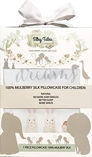 Калъфка за деца от естествена коприна – Мека естествена Детска калъфка за възглавница с размер 13x18 12x16 см - Ползи за кожата и косата, за момчета и момичета (Бяла, с дървото)