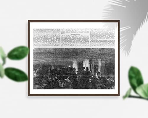БЕЗКРАЙНИ СНИМКИ Снимка: Сцена Между доками, 1850 година, Тълпата под палубата на Кораба, Мъже, Жени, Деца