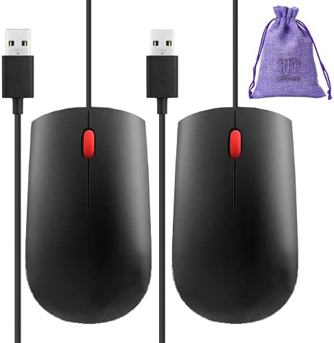 2 Комплекта USB компютърна мишка, подходящи за преносими компютри HP, ASUS, Lenovo Chromebook или настолни КОМПЮТРИ - Кабел Обемни мишката с пътна чанта