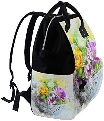 MUOOUM Цветни Торбички за Памперси с Цветен Модел, Чанта за Майките, Раница, за да се Грижи за детето, Многофункционални Ежедневни Пътни Раници с Цип