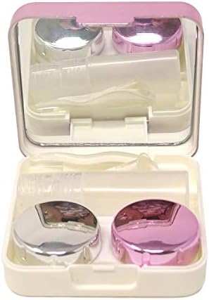 Комплект от Чанти за контактни Лещи Honbay Fashion Travel Мини Кутия за Контактни Лещи с Огледало (Розово-Червен)