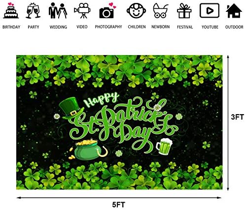 Честит Фон на Деня на Св. Патрик Пролетта Ирландски Зелен Щастлив Фон с Листа Централи за Снимки на Деня на Св. Патрик, Рожден Ден, Детски Душ, Вечерни Накити, Реквизит за Фотобудки 5x3ft