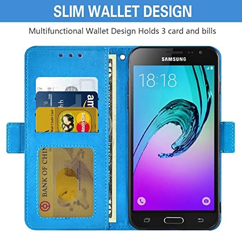 Asuwish е Съвместим с Samsung Galaxy J3 /J3 V/J36V/Sky/Amp Prime Чанта-портфейл От Закалено Стъкло, Защитно Фолио за екрана, Държач за карти, флип-надолу Капак за Мобилен телефон Glaxay Sol J3V JV