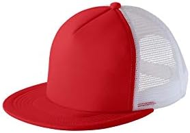 Окръг бейзболна шапка за шофьор на камион с плосък Резултат OSFA New Red