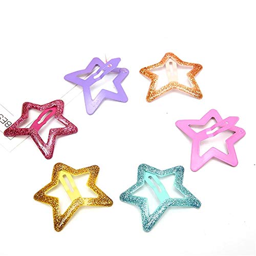 6 бр./опаковане. цветни метални щипки за коса с пайети във формата на звезда, сладки щипки за момичета, щипки за коса, аксесоари за коса