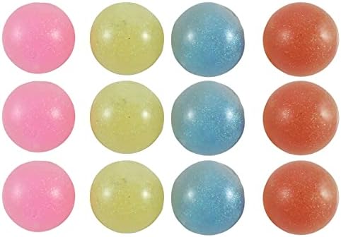 Любопитни Умове, Заети торби, 12 Малки красивите 1,5-инчов блестящи топки за облекчаване на стреса - Таван Лепкави топки-Топки с мека лепкава форма, способни да компресирате Сензорни топки-неспокойни (различни цветове)