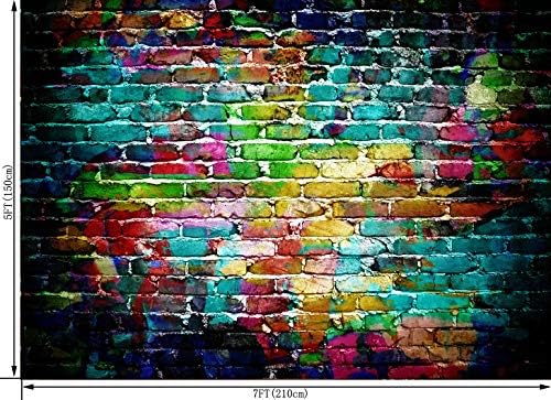 OUYIDA Цветен Тухлена Фон на Стените Графити Тухлена Стена Фон за снимки на 80-те и 90-те години на Хип-Хоп Дискотека Рожден Ден, Сватба, Абитуриентски Парти Банер Видео М