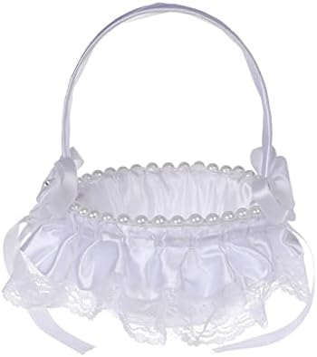 DHTDVD Сватбена кошница за момичета-цветочниц Преносима Кошница за цветя Лейси декоративна Малка кошница В западен стил Сватбена (Цвят: E, размер: 13 *18 cm)