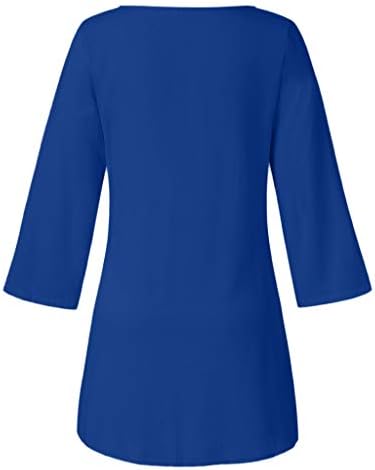 Дамски тениски Yubnlvae, Летни Модни Ежедневни Блузи Големи Размери С Принтом, Дишаща Квадратен Отвор, Спокоен Дълъг Ръкав