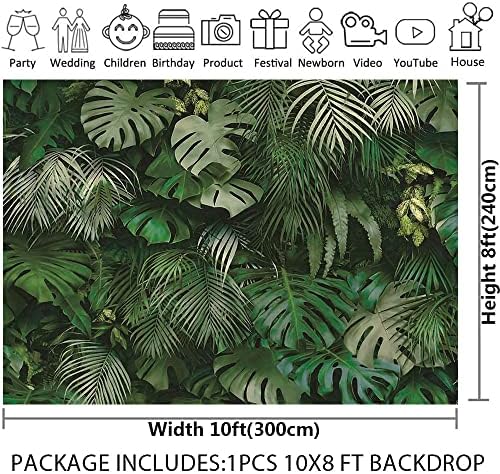 10x8ft Зелени Тропически Палмови Листа Снимка Фон За Снимки Сафари в Джунглата Растения Снимка Фон, за да Хавайски парти Luau Декор Банер На Рожден Ден на Детски Аксесоари За Душ