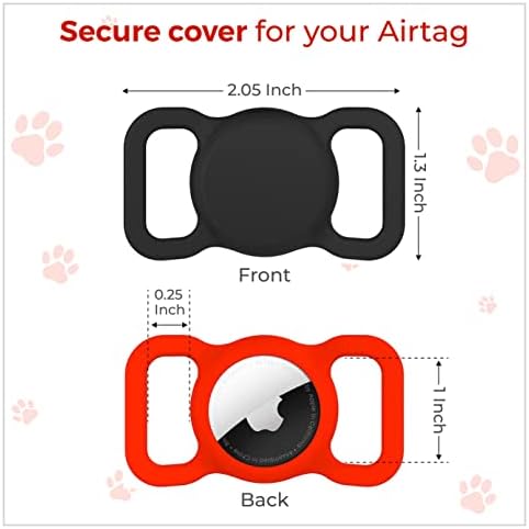 Силиконов нашийник Suhsai с въздушна етикет за Apple Airtags, калъф-стойка за кучета със защитата от загуба на, 2 опаковки, Съвместим с ошейниками за котки, ошейниками за кучета, защита на притежателите на GPS тракера