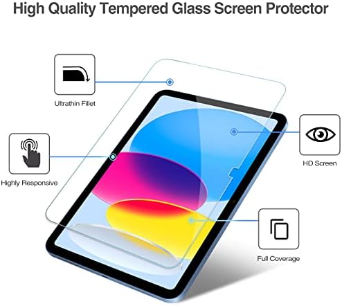 Защитен калъф ProCase с Прозрачна задната обвивка, в комплект с 2 Пакети Защитно фолио за iPad на 10-то поколение 10.9Освобождаването на 2022 г.