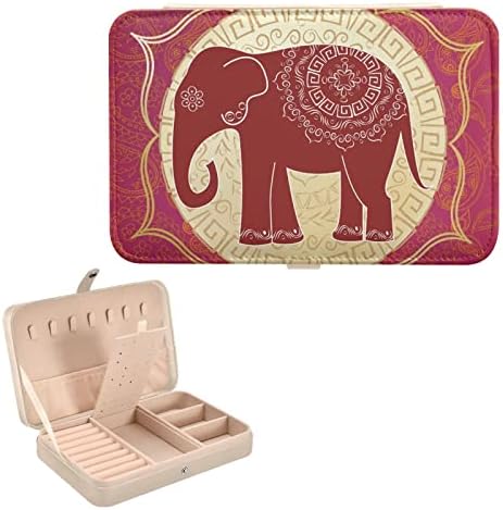 innewgogo Индийски Eephant Малък Ковчег за Бижута, Изкуствена Кожа Органайзер За Бижута Пътни Обеци Органайзер за Колиета