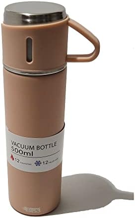 BT53 Вакуумна колба/Бутилка/Термос от неръждаема стомана с обем от 500 мл за топли и Студени напитки с три чаши (Розов)