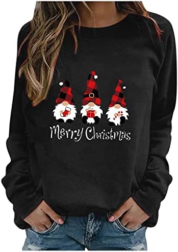 Коледна Дамски Hoody Снежинки Поло С Дълъг Ръкав Hoody Празнични Партита Свободен Пуловер Пуловер