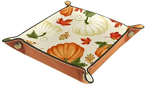 MUOOUM Есенни тиква в Деня на благодарността, кленови листа, кутии за съхранение, малък кожен тава за съхранение, държач за бонбони, тава за подробности за ключове, телефон, монети, портфейли, часовници, и т.н.
