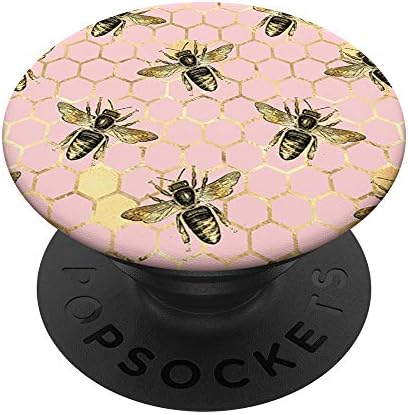 Светло розови и жълти Шестиугольные Геометрични клетка Bee PopSockets PopGrip: Замяна дръжка за телефони и таблети