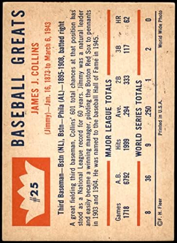 1960 Fleur # 25 Джими Колинс Бостън Ред Сокс (бейзболна картичка), БИВШ играч на Ред Сокс