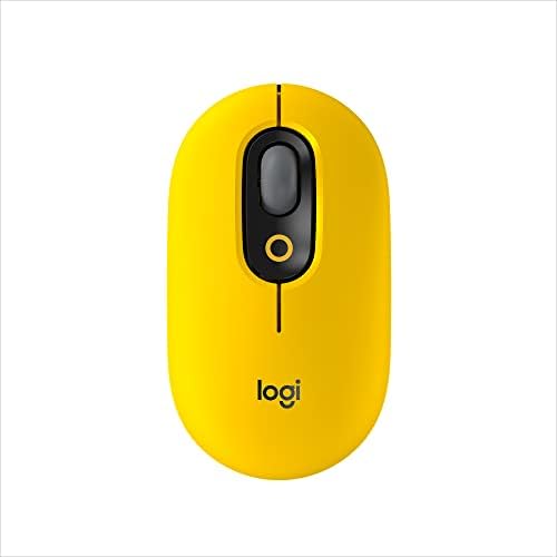 Logitech POP Mouse, Безжична мишка с поръчкови смайликами, технология SilentTouch, Точна / бързо превъртане, Компактен дизайн, Bluetooth, поддръжка на няколко устройства, съвместимост с ОС - Blast Yellow (обновена)