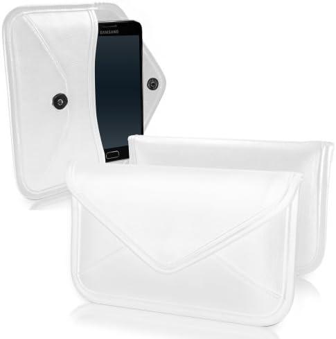 Калъф BoxWave за LG Aristo (Case by BoxWave) - Луксозни Кожена чанта-месинджър, Дизайн своята практика-плик от изкуствена кожа за LG Aristo - Цвят Слонова кост, Бял