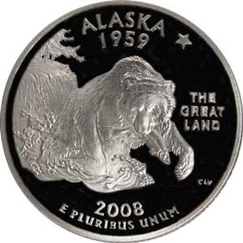 Монета на САЩ в една четвърт от щата Аляска от Скъпоценния камък на 2008 г.