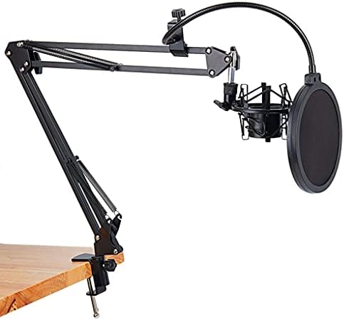 UXZDX Стойка за микрофон с Ножничным за монтиране на стена и Скоба За закрепване на масата, Ветрозащитный екран с северо-западните плат и Комплект Метални стойки