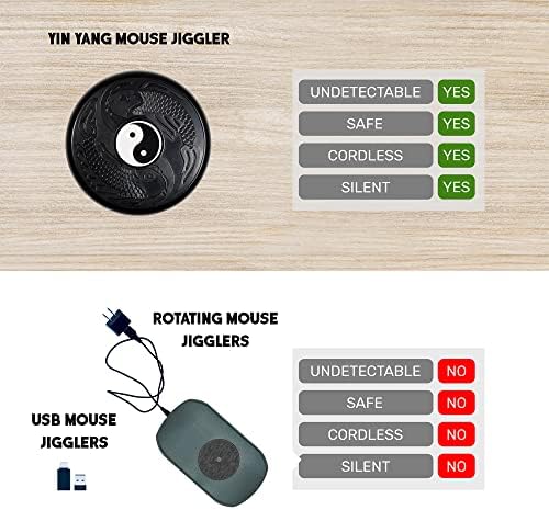 Устройство за движение на мишката, Yin Yang, незабележимо устройство (без включване / изключване, движение с ултра ниско напрежение на захранването) Не USB, софтуер не е необходимо-Компютърът не се изключва - Безжична