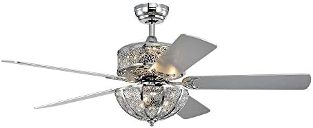 Склад Тифани КФЛ-8448REMO/CH Silver Orchid Wilson Хром 52-Инчов лампа с 5 остриета и метален абажуром под формата на чашата (в комплекта дистанционно управление) Вентилатор на Тавана