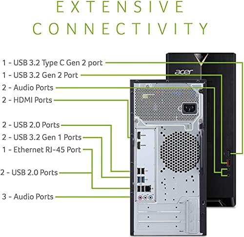 Acer 2023 най-Новият настолен КОМПЮТЪР Aspire TC-1660 Intel 10-то поколение 6-ядрен i5-10400 32 GB DDR4 1 TB NVMe SSD 1tb HDD Intel UHD Graphics, WiFi AX BT5.2 USB C HDMI, RJ-45 8X DVD-RW, Windows 11 Pro без допълнителни