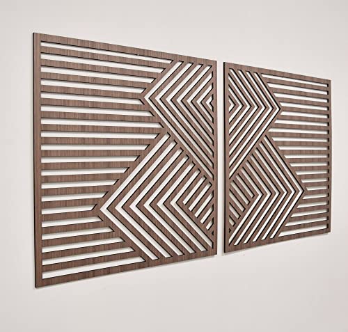 Комплект от 2 Геометрични Дървени Декоративни панели Boho Wood Wall Art Mountains от перка