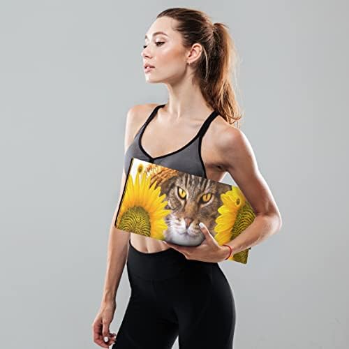 Килимче за йога Angry Cat Sunflower Сгъваем Пътен подложка за фитнес и упражнения Сгъваема подложка за йога за всички видове йога, пилатес и упражнения върху пода (72 Д х 26,8 W х 2 мм дебелина)