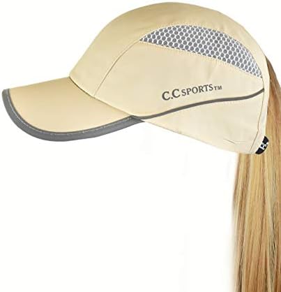 Бейзболна шапка на C. C Ponycap, събрана в меле висок кок и завязанная в опашката, водоустойчива спортна бейзболна шапка с регулируема мрежа, светоотражающая
