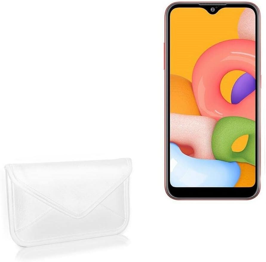 Калъф BoxWave, който е Съвместим с Samsung Galaxy A01 (Case by BoxWave) - Луксозни Кожена чанта-месинджър, дизайн своята практика-плик от изкуствена кожа за Samsung Galaxy А01 - Цвят слонова кост, Бял