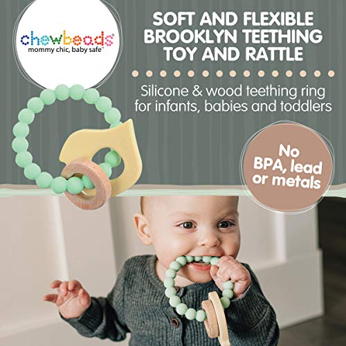 Chewbeads - Бруклинская играчка за никнене на млечни зъби - Силикон Пръстен за никнене на млечни зъби и дървена прорезыватель за бебета, Бебета и малки деца малки деца - Детски Прорезыватель и Модерна детска Дрънкалка