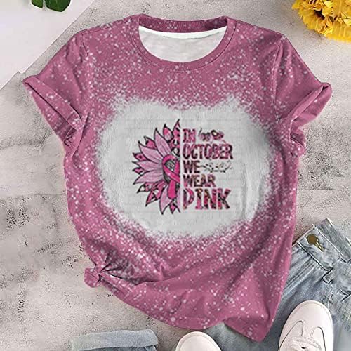NaRHbrg Вдъхновяващи Женски Ризи Hope Breast Cancer Awareness Розова Риза Pray for a Cancer Дамска Тениска с дълъг Ръкав За лечение на рак
