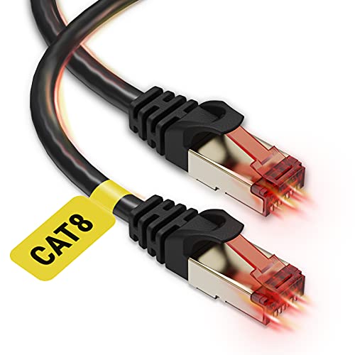 Кабел UCC Cat 8 Ethernet 20 фута (2 опаковки) - Високоскоростен интернет-WiFi-кабел Cat8 40 gbps 2000 Mhz, конектор RJ-45 с позлатените покритие, Защитени от атмосферни влияния мрежов пач кабел за рутера, игри, PC,