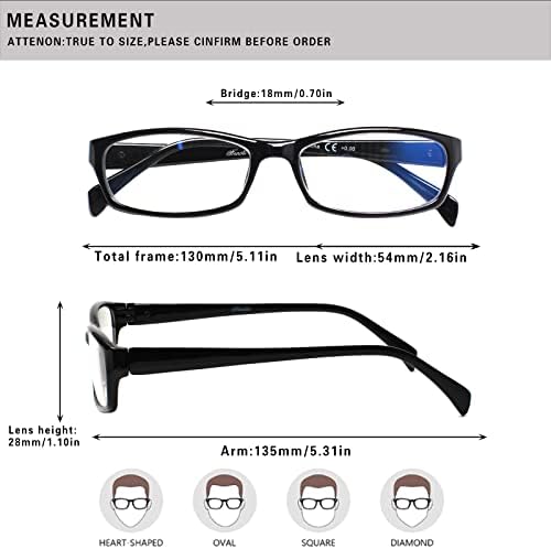 Henotin 5 Опаковки Очила за четене със Синя Светлина, Блокирующим Кутия Пантите, Ридеры за Мъже и Жени в Традиционните Рамки