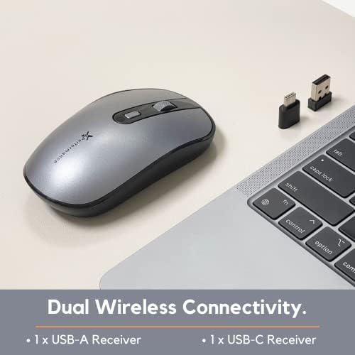 Безжична мишка X9 Performance Dual USB C с USB-A и приемник Type C - Мишката, за няколко устройства - Безжична мишка с 2.4 G RF USB Type C за MacBook Pro / Air, Apple Mac, iMac, лаптопи, КОМПЮТРИ - Сив Космически