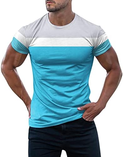 HDDK Мъжки летни тениски с V-образно деколте и къс ръкав, цвят ъгловати лоскутные Спортни тениски за тренировки, дебнещ мускулни Тениски, Потници