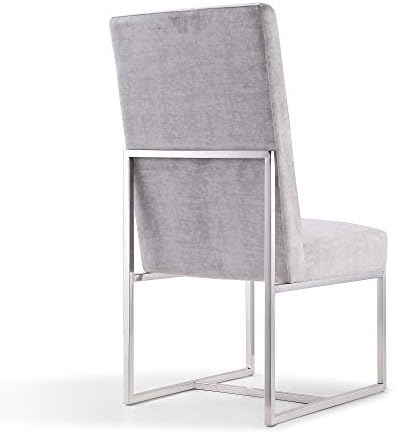 Съвременен стол за хранене Manhattan Comfort Element средата на века, осеян кадифе, сив