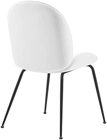 Трапезни столове Modway Scoop Performance Velvet - Комплект от две бели столове с черни метални крака