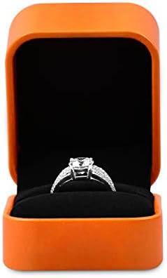 Подарък Калъф за Пръстените от портокал Кожа Oirlv Premium Velvet Interior Ring Кутия за Предложения за брак, Годеж, Сватба