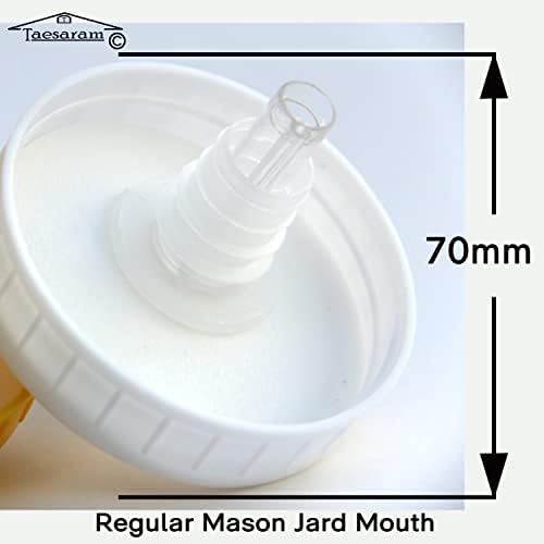 Чучура, за да се налива в буркан Mason, Капак за Пластмасови буркани Mason, капак за опаковка, капак за покълване, свободен поток, обичайният размер на бутилката 70 мм за всяка течност. Фланец Многоцветен (2 опаковки)