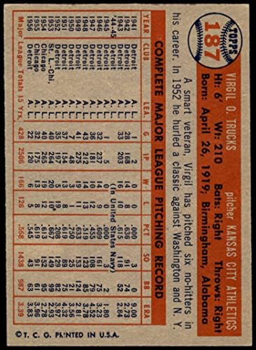1957 Topps 187 Вергилий Напускане Канзас Сити Атлетикс (Бейзболна карта) в Ню Йорк Атлетикс