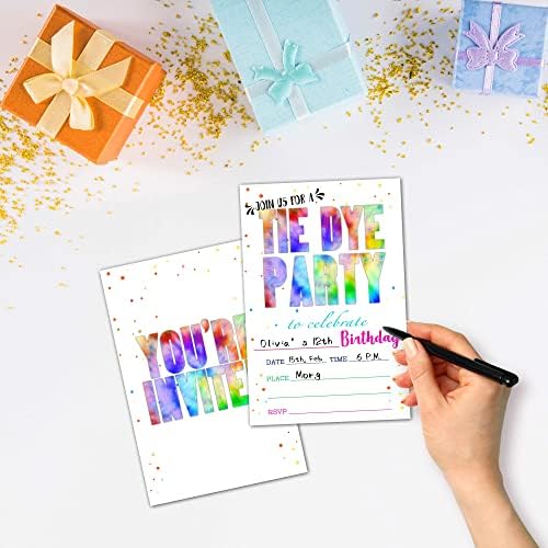 Покани Картички NYCTUG за рожден Ден, Цветна боя за равенство, Двустранно покана За парти и За тийнейджъри, момичета и Момчета -Аксесоари за детски партита, 20 Използваеми покани в пликове-B02