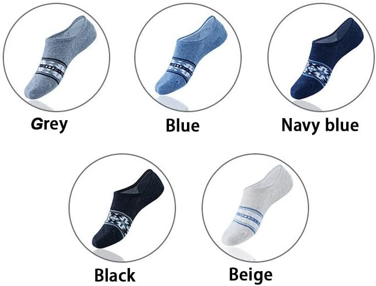 UXZDX Мъжки чорапи-лодка CUJUX, Памучни Летни Невидими Тенденция мъжки чорапи с фин силует, 5 двойки (Цвят: A, Размер: One Size)