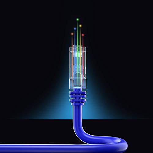 Кабел Cat 7 Ethernet дължина 3 метра - Свързване на кабел за високоскоростен Интернет и локална мрежа, конектори RJ - 45 [3 фута / blue] - идеален за игри, стрийминг и много други!
